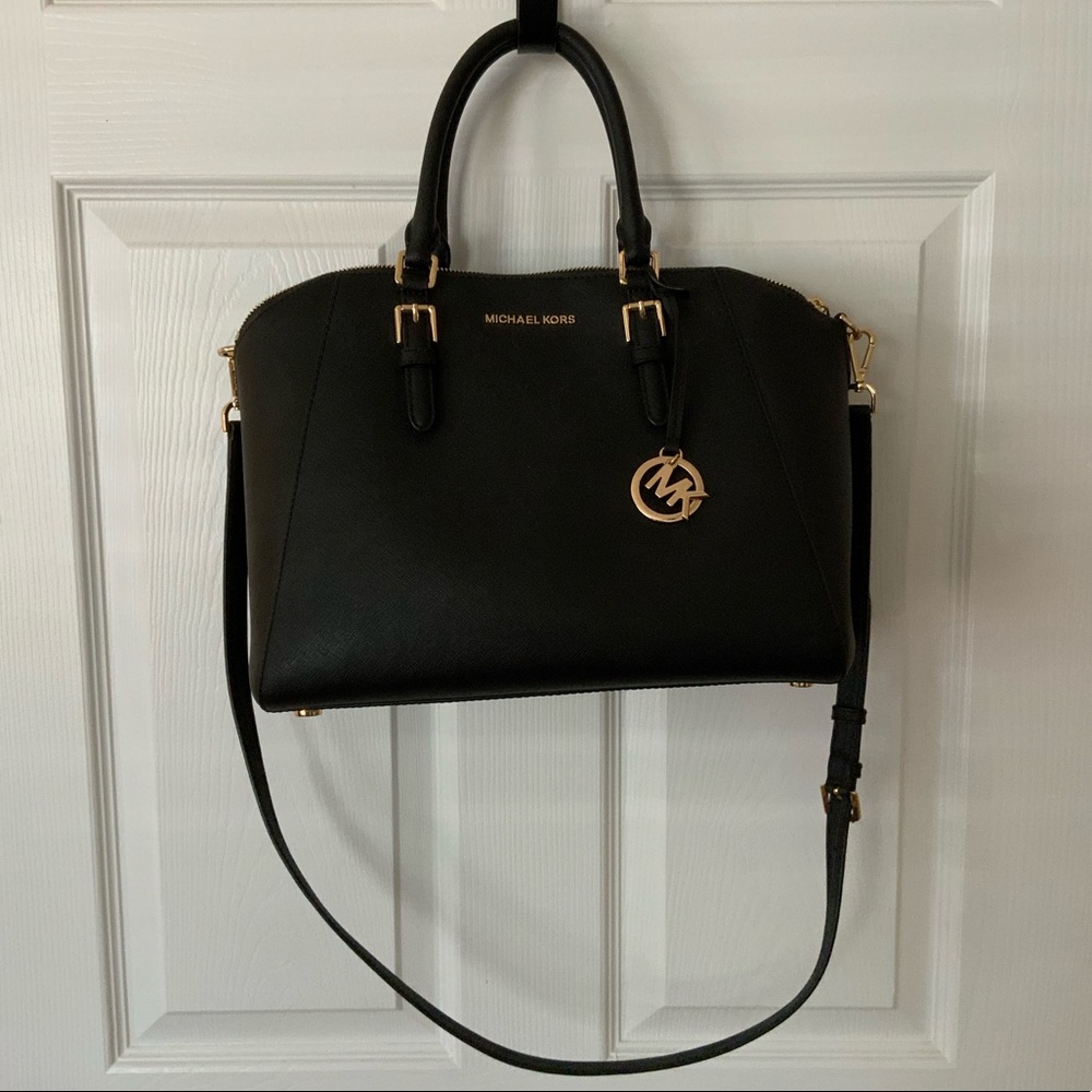 MICHAEL KORS CIARA LARGE BLACK SAFFIANO